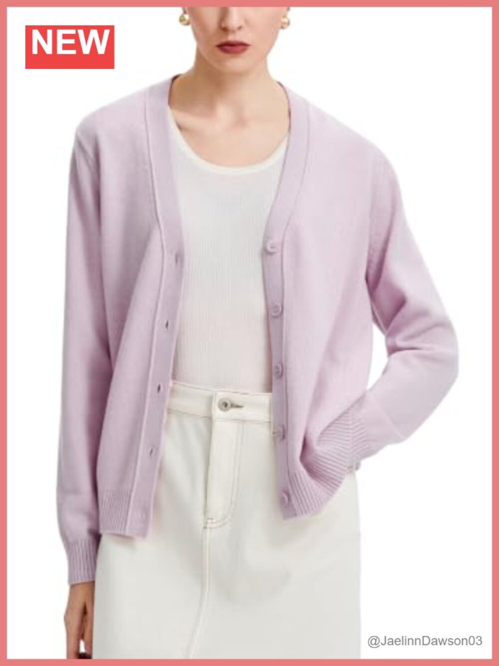 Merino Wool V-Neck Cardigan with Shell Buttons